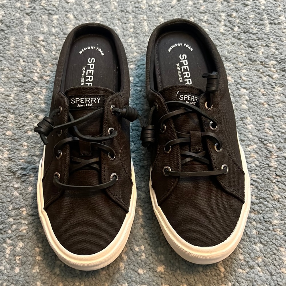 Sperry Top-Sider Pier Wave Mule LTT Black with Memory Foam | Size 6.5 Womens